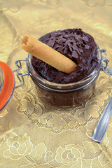 dark chocolate mousse with chocolate shavings