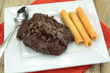 dark chocolate mousse with chocolate shavings