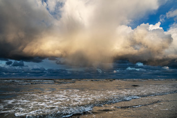 Stormy day by Baltic sea next to Liepaja, Latvia.
