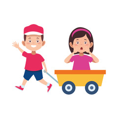 cartoon boy and surprised girl, flat design