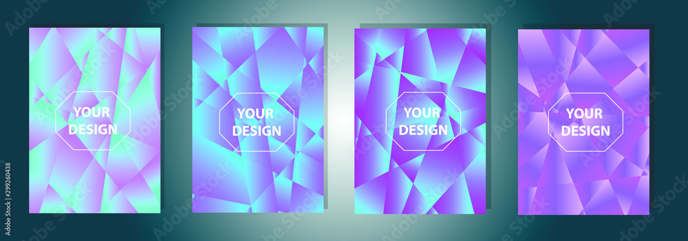 Poster set of colorful polygonal vector eps 10 illustration gradient background texture. simply geometric p