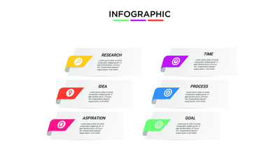 vector step Infographic stack chart design with icons and 6 options or steps. for business concept. Can be used for presentations banner, workflow layout, process diagram, flow chart