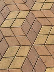 Patterned paving slabs for laying mosaic roads. Top view.