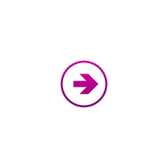 purple right arrow in circle. Flat icon isolated on white. Continue icon.