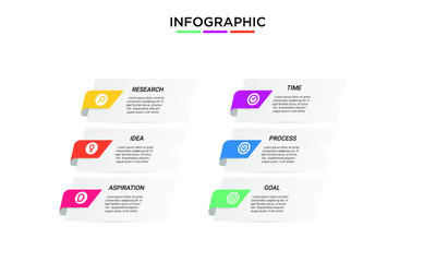 vector step Infographic stack chart design with icons and 6 options or steps. for business concept. Can be used for presentations banner, workflow layout, process diagram, flow chart
