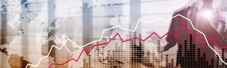 Red and White Stock Market Graph. Web header or banner.