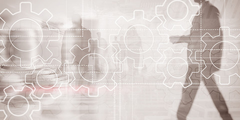 Teamwork Team Cooperation Concept. Business picture Gears.