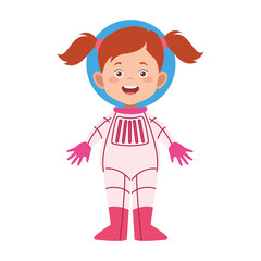 happy astronaut woman icon, flat design