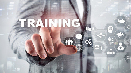 Fototapeta na wymiar Business training concept. Training Webinar E-learning. Financial technology and communication concept.