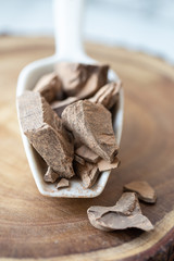 Chocolate Shavings. Raw cacao mass