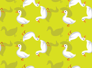 White Duck Cute Cartoon Walking Circle Outline Seamless Pattern Wallpaper-01