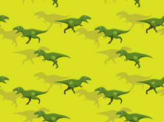 Tyrannosaurus Rex Running Cartoon Cute Seamless Pattern Wallpaper-01