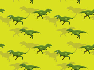 Tyrannosaurus Rex Running Cartoon Cute Seamless Pattern Wallpaper-01
