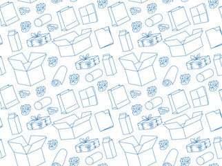Paper Waste Drawing Outline Seamless Pattern Wallpaper-01