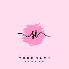 SI Initial handwriting logo vector