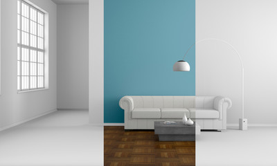 modern living room with sofa in AO look - Illustration