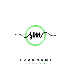 SM Initial handwriting logo vector