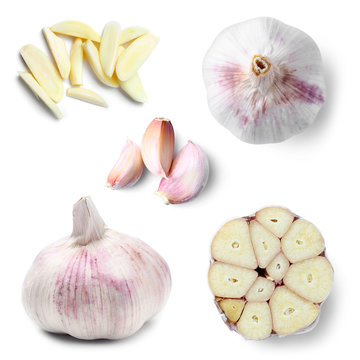 Fresh garlic on white background