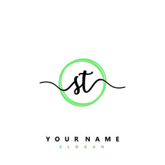 ST Initial handwriting logo vector
