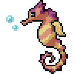Obraz premium vector pixel art seahorse
