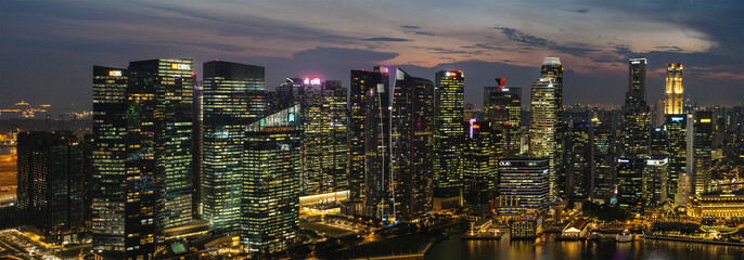 Singapore downtown skyscrapers at sunset