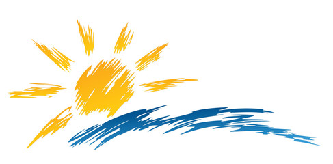 Obraz premium Sun and Blue Wave Symbol. 