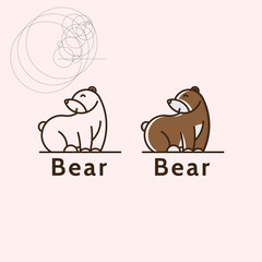 Icon logo minimalist flat bear with combination of circle shapes