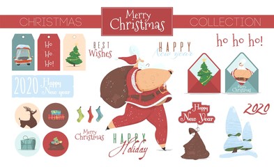 Festive Collection of Christmas Elements Isolated