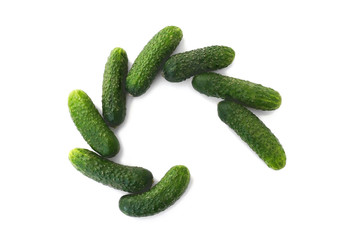fresh green cucumbers isolate on white background, concept
