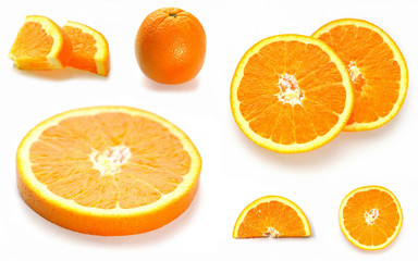 Sliced ​​Orange. Different shaped pieces of fruit.