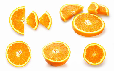 Sliced ​​Orange. Different shaped pieces of fruit.