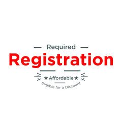 Obraz premium Registration Required, registration counter to fill forms, vector red on white