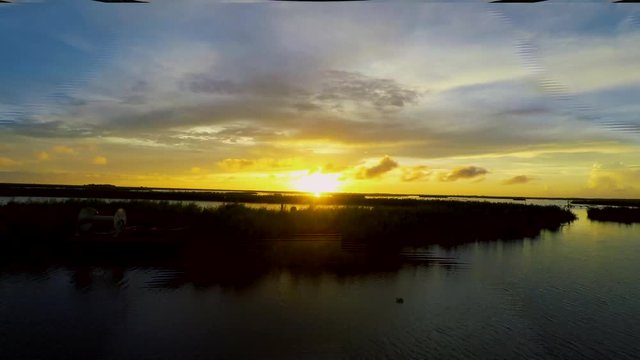 This is a glowing sunset over the waters of south Louisiana with a completely unobstructed view.