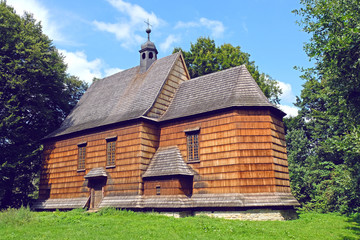 old wooden church building in park