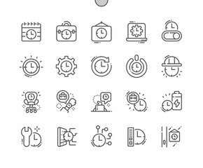 Working hours Well-crafted Pixel Perfect Vector Thin Line Icons 30 2x Grid for Web Graphics and Apps. Simple Minimal Pictogram