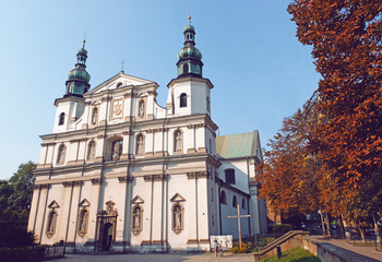Catholic Church in Krakow on the waterfront, Church of St. Archangel Michael and St. Stanislaus,...