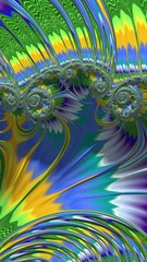 Artfully 3D rendering fractal, fanciful abstract illustration and colorful designed pattern