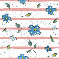 Fototapeta premium Hand Drawn Seamless Pattern with plants and berries. Artistic Creative Design.