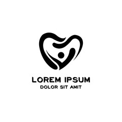 heart love family logo design vector