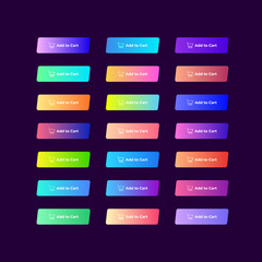 Set of 21 colorful gradient buttons on dark background.