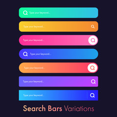 Fototapeta premium Set of 7 Search Bar Inputs on dark background