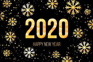 Fototapeta na wymiar Vector New Year card with golden 2020 numbers. Vector illustration.