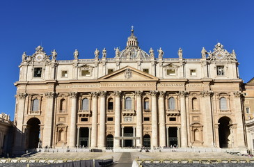 Fototapeta na wymiar Saint Peter Basilica at the Piazza San Pietro. Vatican City, Rome, Italy.