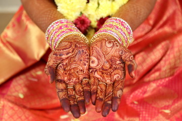 A bride handa with mehndi