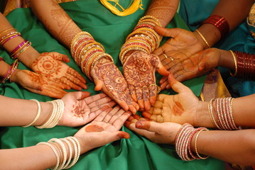 Ladys hands with mehndi