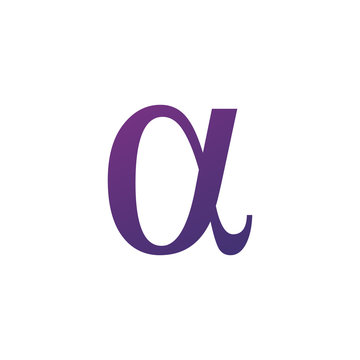 Purple Alpha greek letter symbol or logo, Stock Vector illustration isolated on white background.