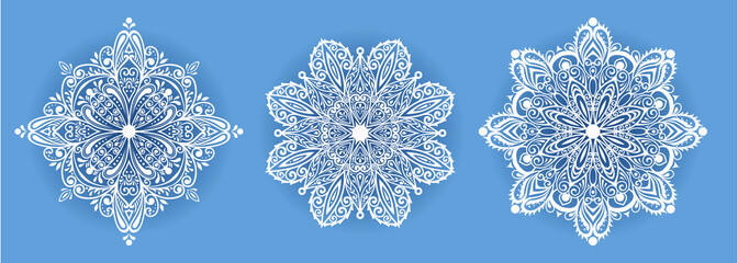vector illustration of beautiful snowflake on dark background for winter design