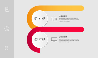 Vector infographic template circles for two paper label, diagram, graph, presentation. Business concept with 2 options. Blank space for content, step for step, timeline, workflow, marketing, web