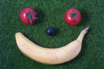 Happy smiley face banana fruit