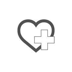 Obraz premium Vector health care icon, cross and heart, medical symbol. Stock Vector illustration isolated on white background.